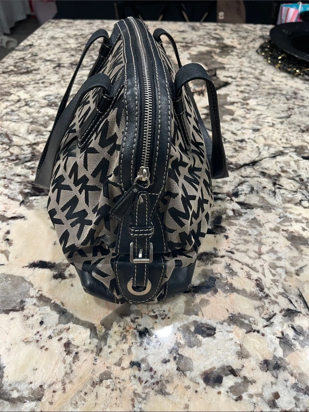Michael Kors Brown and Black MK Logo Shoulder Bag